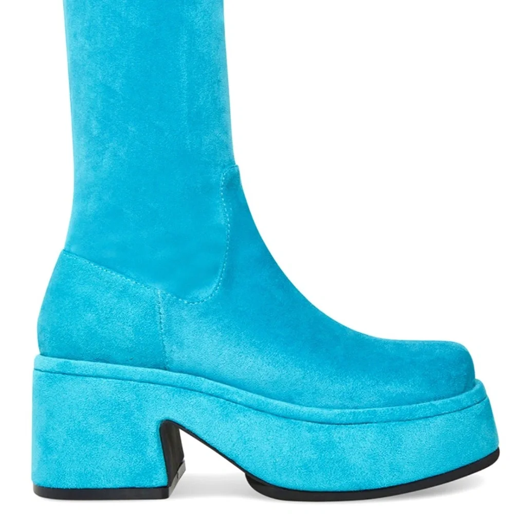 RETRO STEVE MADDEN ZURI TEAL AQUA COLOR BOOTS SIZE 7 NEW